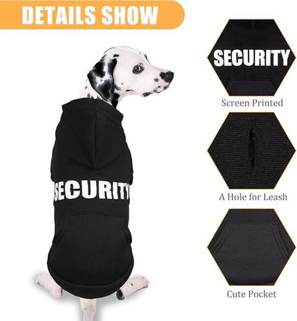 Dog Hoodie Security Dog Sweater Soft Brushed Fleece Clothes Hoodie Sweatshirt with Pocket Sweaters for Medium Dogs(M)