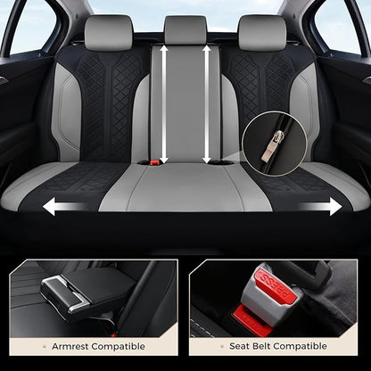 Coverado Automotive Seat Covers Full Set, Luxury Car Seat Covers, Leather Seat Covers, Mesh Design, Black Driver Seat Protectors, Universal Fit for SUVs, Trucks, Sedans