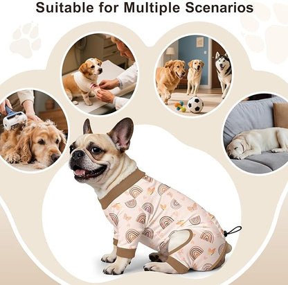 Bienbee Dog Pajamas, 4 Pack Dog Recovery Suit Shedding Suit Cute Soft Puppy Clothes Dogs Pjs Onesies Jammies Adjustable Breathable & Stretchy Clothes for Small Medium Large Dogs Girl Boy Puppy-L