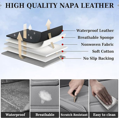 Coverado Car Seat Covers, Front Covers for Cars, Car Seat Cover Front Seats, Car Seat Protector Waterproof, Leather Car Seat Cushion, Universal Interior Covers Seat Protectors for Most Cars Gray