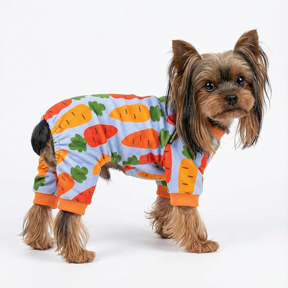 Fitwarm Carrot Dog Flecce Pajamas, Funny Easter Outfit for Small Dogs Boy Girl, Cute Pet Clothes, Blue, Orange, Red, Green, Small