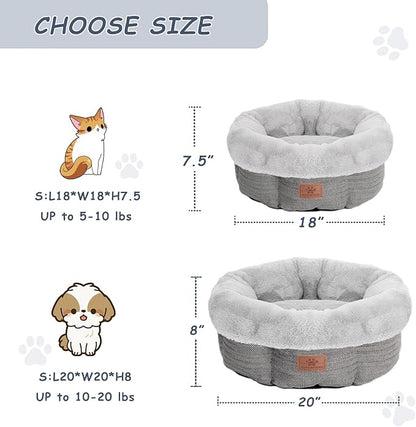WINDRACING Cat Beds for Indoor Cats,Kitten Bed,Dog Bed for Extra Small Dogs Breeds,Puppy Kennel Bed, Comfy Durable Pet Sleeping Bed, Washable Roun Cat Bed & Non-Slip Bottom, Size 18"L x 18"W x 7.5"Th