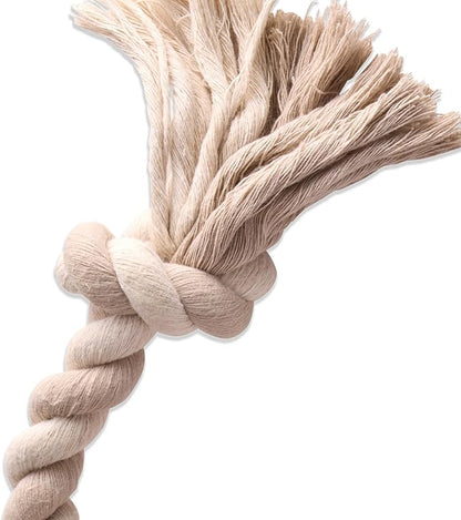 Pet Passion Natural Rubber Tire and Organic Cotton Rope Pull and Chew Dog Toy for All Pet Breeds, Almond Milk, Medium