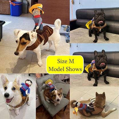 SEIS Pet Riding Costume Novelty Pet Supplies Cowboy Rider Horse Riding Designed Dog Apparel Party Dressing up Clothing Halloween (M)