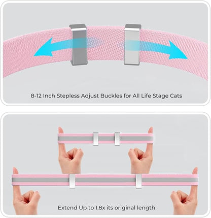 Tag Cat Collar, Ultra Elastic Cat Tracker Collar (Reflective Pink) | Compatible with Apple Air Tag Holder, Lightweight, Scratch Resistant, Stepless Adjustable Pet Tracking Collars for Cat Kitten