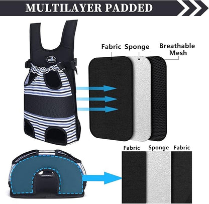 Wakytu Pet Carrier Backpack, Pet Front Dog Carrier Backpacks, Adjustable Pet Front Cat Dog Carrier Backpack Travel Bag, Legs Out, Easy-Fit for Traveling Hiking Camping for Small Cats Dogs