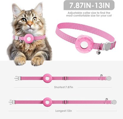 Cat GPS Tracker, Tractive GPS Pet Tracker, Cat Tracker Collar with Safety Elastic Buckle, Works with Any Collar,Compatible with Apple Find My App (Only iOS), No Monthly Fee, Pink