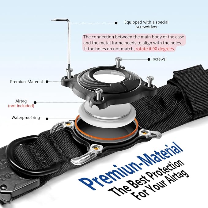 2026 New and Improved AirTag Dog Collar, Military Tactical Dog Collar with Integrated AirTag Holder-Adjustable Control Handle, Durable Metal Buckle,Comfortable GPS Dog Collars (Black, L (17"-20.5"))