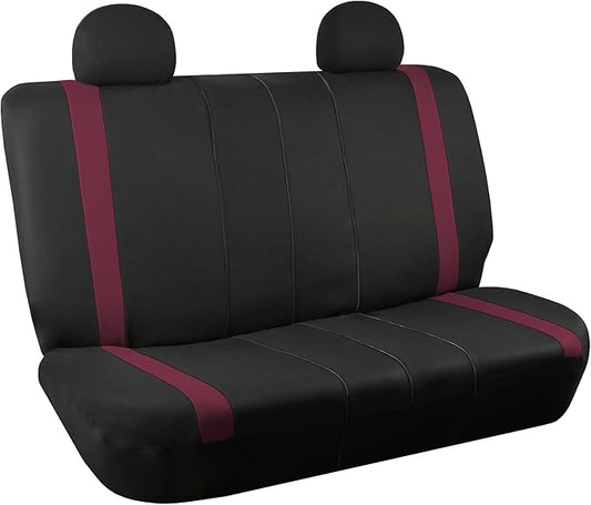 FH Group Car Seat Covers Rear Set Cloth - Car Seat Covers with Removable Headrest,Universal Fit,Automotive SeatCovers,Washable Car SeatCover for SUV,Sedan,Van Burgundy