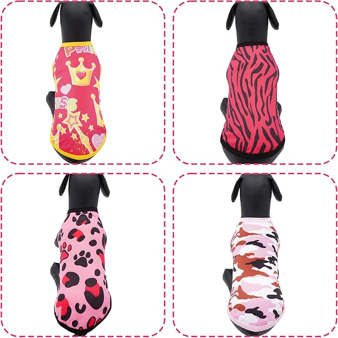 8PCS/Pack Dog Shirts Female for Small Puppies Doggies Girl Sleeveless Tank Top Tee Clothes Vest Soft Light Weight Stretchable T-Shirts Outfits Pink Purple S