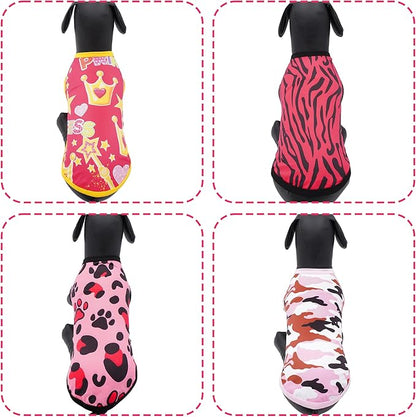 8PCS/Pack Dog Shirts Female for XXL Dog Girl Sleeveless Tank Top Tee Clothes Vest Soft Light Weight Stretchable T-Shirts Outfits Pink Purple XXL