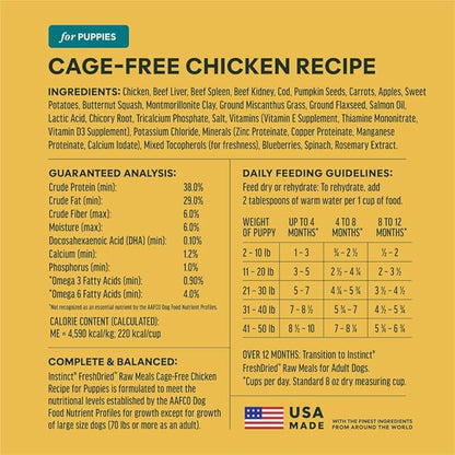 Instinct Puppy FreshDried Bites, Natural Freeze-Dried Dog Food, Grain Free - Cage-Free Chicken, 14 oz. Bag