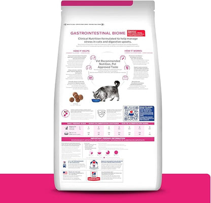 Hill's Prescription Diet Gastrointestinal Biome Stress Digestive/Fiber Care Dry Cat Food, Chicken, 8.5 lb. Bag