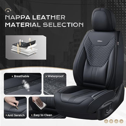 Coverado Car Seat Covers with Lumbar Support, Front Covers for Cars, Universal Automotive Seat Cover, Waterproof, Leather Car Seat Cushion, Interior Seat Protectors for Most Cars