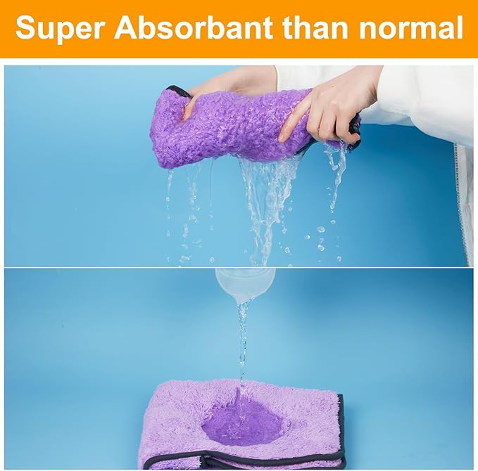 Bienbee Dog Bathrobe, Quick Drying Super Absorbent Dog Robes for After Bath, Warm Keeping Dogs Towel, Dogs Bath Supplies, Light Purple L