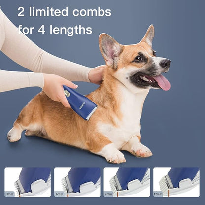 Dog Grooming Kit Clipper for Thick Coat Low Noise Cordless Cat Hair Trimmer Rechargeable Shaver Pet Grooming Tools for Small and Large Animals