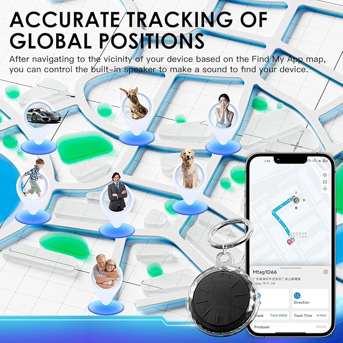 GPS Tracker for Vehicles,Mini Hidden Car Tracker with Magnetic Case,No Monthly Fee Real Time GPS Car Tracker Works with Apple Find My(iOS Only) (1PCS Black Tracker, Black Magnetic Case)