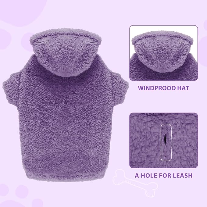 Fuzzy Dog Sweaters for Large Dogs Pet Hoodie Clothes Warm Soft Coats Hooded Sweatshirt Dog Sweaters for Extra Large Dogs(Purple-XXL)