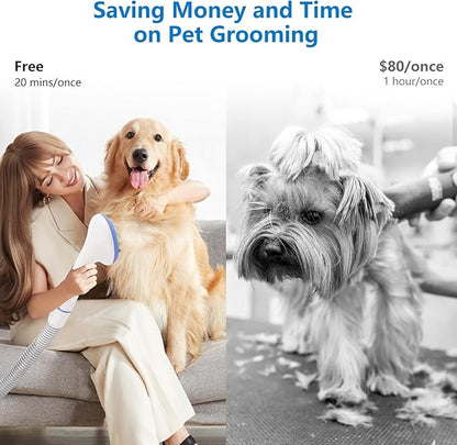 Pet Grooming Vacuum Kit, Low Noise Dog Grooming Vacuum for Shedding with 2L Large Capacity Hair Storage, Dog Vacuum with 5 Professional Tools for Shedding Grooming Dog Cat Pet Hair - Blue