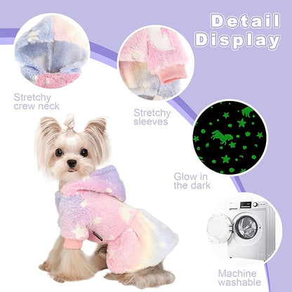 Dog Sweater Fleece Dog Hoodie Winter Puppy Clothes for Small Dogs Boy Girl Pet Hoodies Cold Weather Doggie Coats Fall Doggy Sweatshirt for Chihuahua Yorkie Cat Sweater Costume, Pink Star, S