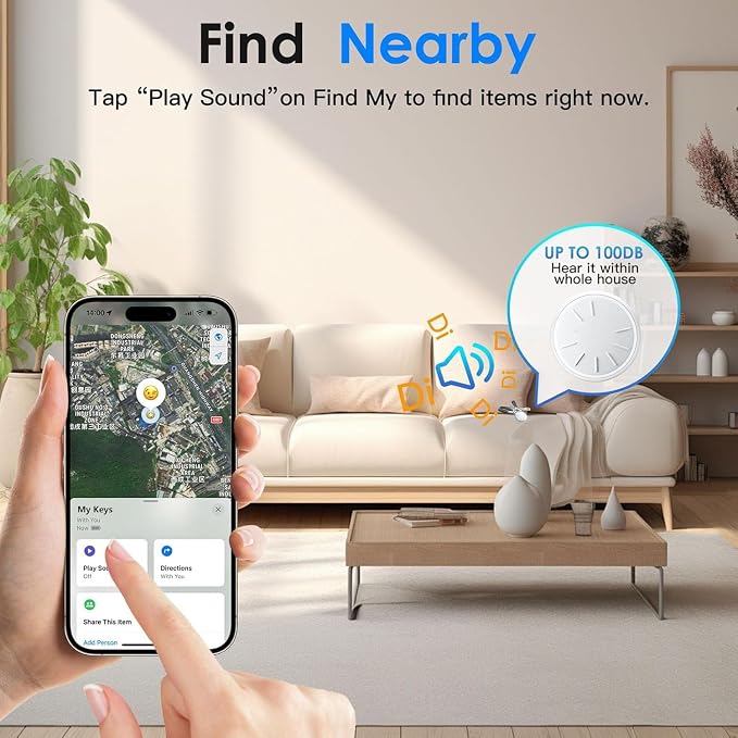 GPS Tracker for Vehicles No Subscription, 2PCS Real Time GPS Tracker for Car Work with Find My (iOS Only), Mini Hidden Car Tracker Device with Waterproof Case, No Monthly Fee (White)