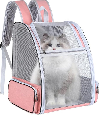 Ventilated Cats Dogs Rabbits Carrier Backpack for Small Pets and Puppies – Perfect for Outdoor Adventures and Vet Visits, Ultimate Comfort On-The-Go (Pink)
