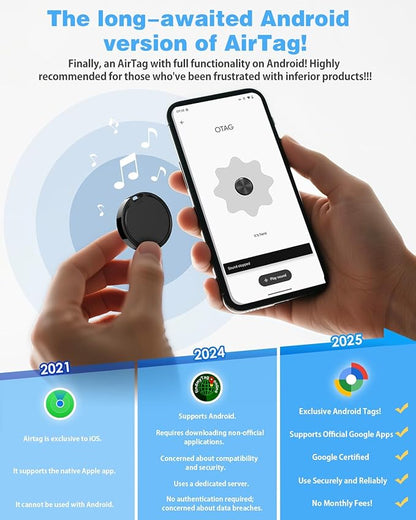 Air Tags for Android,Air Tags-2 Pack Android,Air Tracker Tags,2 Year Battery Life,Google Find Trackers for Google'S Find Hub App,IP65 Waterproof Luggage Tracker Tags for Keys