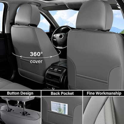 Coverado Waterproof Nappa Leather Car Seat Covers, Automotive Seat Covers，Front Car Seat Cushion & Car Seat Protector, Grey Seat Covers Universal Fit for Most Cars, SUVs, Trucks