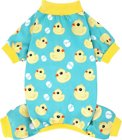 XPUDAC Dog Pajamas Soft Stretchy Duck Dog Clothes for Small Medium Dogs Pet Jumpsuit Cat Apparel-XS