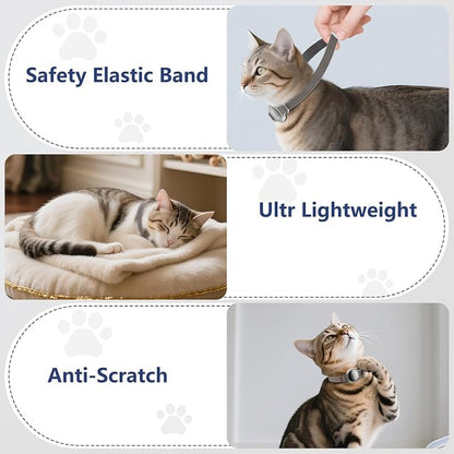 AirTag Cat Collar, Elastic Tracker Collar with Airtag Holder and Bell | Compatible with Apple Air Tag, Lightweight & Scratch Resistant, Adjustable Stepless GPS Pet Collar for Cats Kittens, Brown