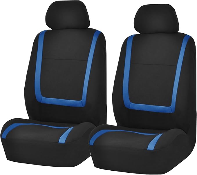FH Group Car Seat Covers Front Set in Cloth -Car Seat Covers for Low Back Car Seats with Removable Headrest,Universal Fit,Automotive Seat Covers,Washable Car Seat Cover for SUV,Sedan,Van Blue