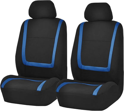 FH Group Car Seat Covers Front Set in Cloth -Car Seat Covers for Low Back Car Seats with Removable Headrest,Universal Fit,Automotive Seat Covers,Washable Car Seat Cover for SUV,Sedan,Van Blue