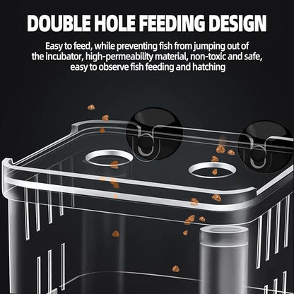 Boxtech Aquarium Fish Tank Hatchery Incubator Breeding Box, Acrylic White Breeder Isolation Divider Hatching Boxes Accessory Small Baby Fishes Shrimp Clownfish Guppy