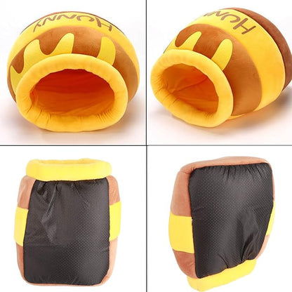 Tyenaza Cat Cave Bed, Warm Soft Removable Cushion Honey Pot Shape Cute Pet Bed House for Puppy