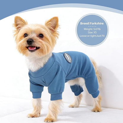 Puppy Pjs Dog Pajamas Dog Sweater for Small Dogs Girl Boy Winter Warm Soft Stretchy Jumpsuit Doggie Pet Clothes Outfits XXS~L (Steel Blue, Medium)