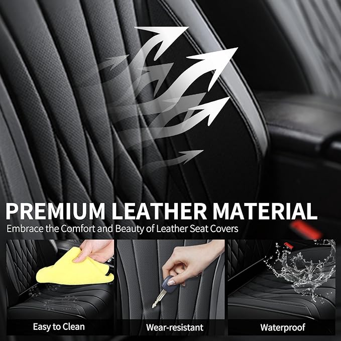 FLORICH Car Seat Covers Full Set, Black Seat Covers for Cars, Waterproof Front and Rear Car Seat Protectors, Universal Fit for Most Cars Sedans Trucks SUVs - Black