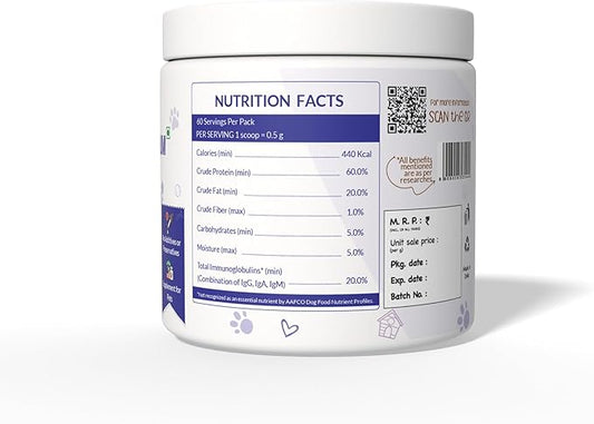 HYE Pets Bovine Colostrum for Dogs & Cats | from Grass-Fed Cows | Pure, Single Ingredient, No Preservatives | Immune Support | 120 Servings | 2.1 Oz