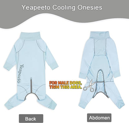 Dog Sun Protection Cooling Suit UPF 50+, Quick-Dry Breathable Jumpsuit for Large & Medium Dogs, Outdoor Dirt-Resistant Shedding Control Pet Apparel (Ice Blue, 4X-Large)