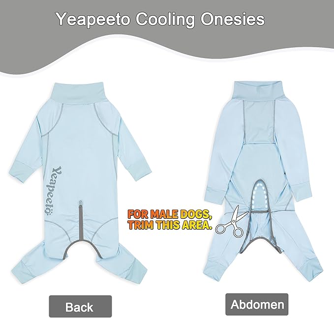 Dog Sun Protection Cooling Suit UPF 50+, Quick-Dry Breathable Jumpsuit for Large & Medium Dogs, Outdoor Dirt-Resistant Shedding Control Pet Apparel (Ice Blue, X-Large)