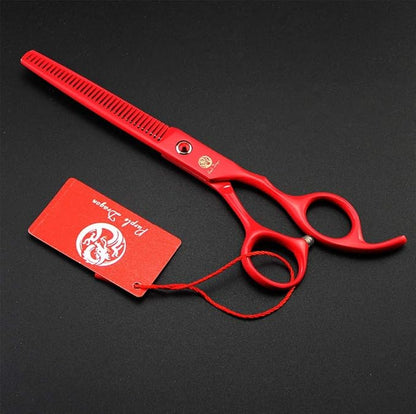 Purple Dragon Professional 7.0 inch 4PCS Pet Grooming Scissors Kit Japan Premium Steel Straight & Curved & Thinning Blade Dog Hair Cutting Shears Set with Case