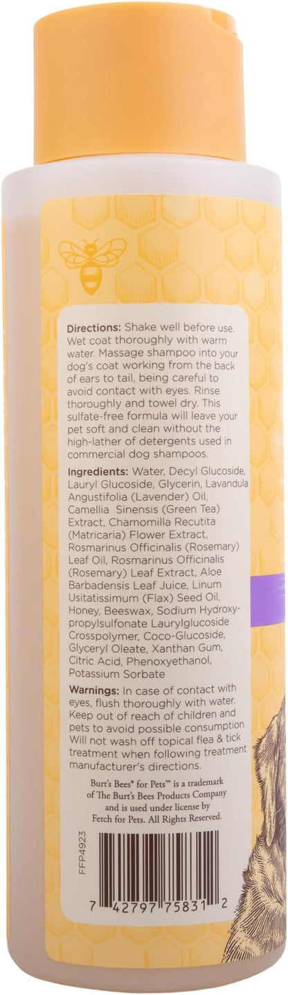 Burt's Bees for Pets Calming Dog Shampoo with Lavender and Green Tea, 95% Natural Origin Formulas, Soothing Canine Cleanser - Gentle Wash, 16 oz - 2 Pack