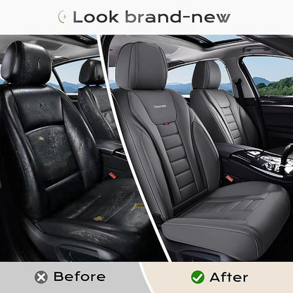 Coverado Car Seat Covers, Front Covers for Cars, Car Seat Cover Front Seats, Automotive Seat Cover, Waterproof, Leather Car Seat Cushion, Universal Interior Covers Seat Protectors for Most Cars