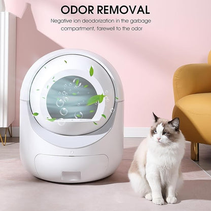Self Cleaning Cat Litter Box, Smart Litter Box with Large Capacity, No Scooping, Odor Removal, APP Control Support 5G&2.4G WiFi, Easy Clean, Automatic Litter Box for Multiple Cats, Quiet