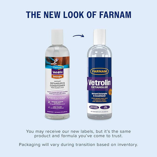 Farnam Vetrolin Instant Detangler and Conditioner for Horse Manes and Tails, 12 Oz