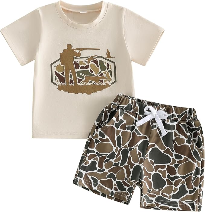 Toddler Baby Boy Clothes 6 12 18 24 Months Summer Outfit Short Sleeve T-Shirt Tops Camo Shorts Set 2T 3T 4T