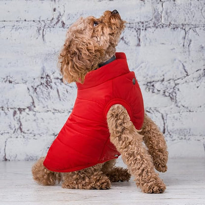 Syhood 2 Pieces Dog Jacket 2 Layers Fleece Lined Dog Jacket Warm Soft Windproof Small Pet Coat for Winter Cold Weather(2X-L,Navy,Red)