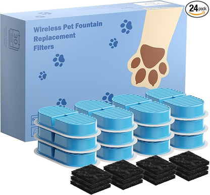 VKIMISS Cat Water Fountain Filters: Pet Water Dispenser Filter Replacement | Official Cat Fountain Replacement Filters & Pre-Filter Sponges for VKIMISS 108oz Automatic Pet Fountains