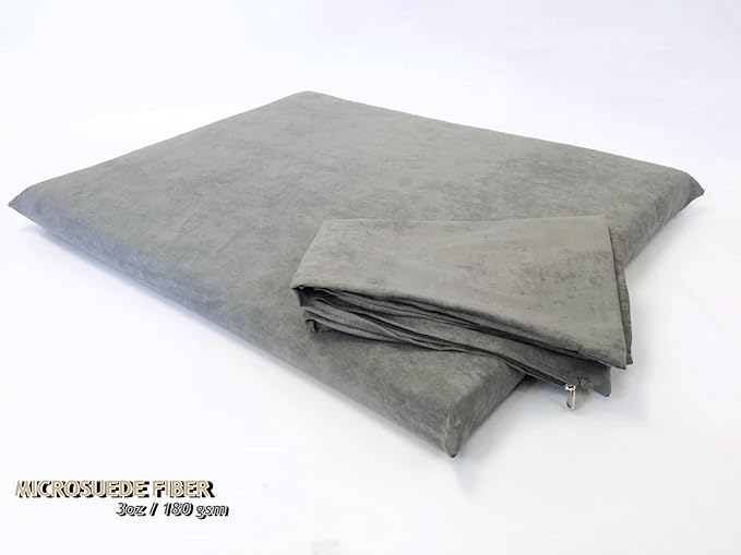 Luxurious Comfort Solid Pad Memory Foam Pet Dog Bed with Inner Waterproof Case and External Cover for Medium and Large Dogs + Free 2nd Cover (Complete Bed - 45"x27"x3", Suede - Gray)