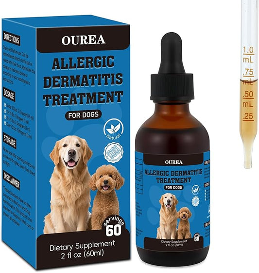 Dog Dermatitis Treatment for Allergies, Natural Itch Relief Drop & Hot Spot Support for Itchy, Red, Irritated Skin, Herbal Formula for Dog Allergy Relief, Dermatitis Treatment, Dog Itching Skin Relief