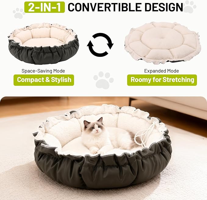 Cat Beds for Indoor Cats,Washable Round Pet Bed for Puppy and Kitty,Super Soft Durable Fabric Pet Beds, Washable Luxury Cat & Dog Bed 20.8inch